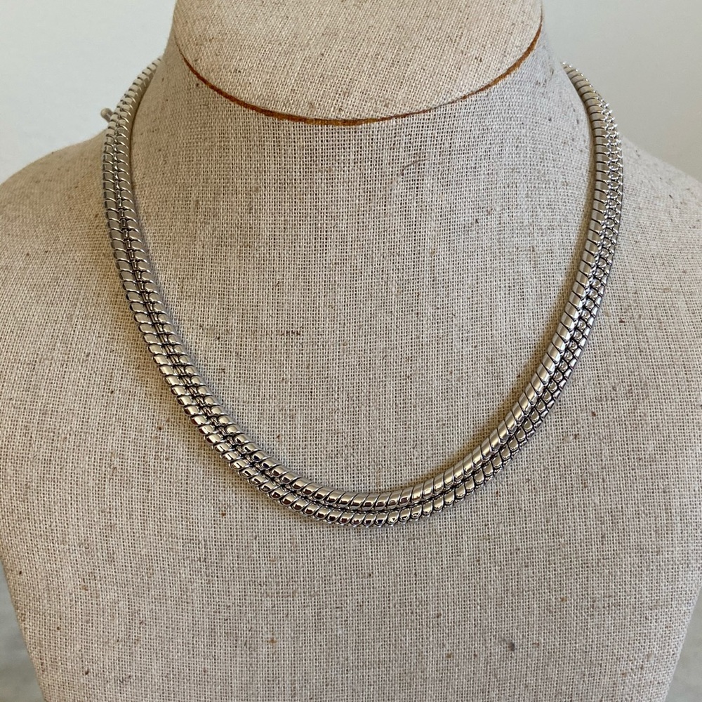 Silver Double Chain Necklace